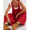 imageYeokou Womens Overall Dress Cotton Barrel Midi Travel Dress Loose Fit Adjustable Straps Big Pockets JumpsuitsRed