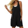 imageYeokou Casual Sleeveless Rompers for Women Summer Beach Vacation Stretchy Cotton Racerback Overall Shorts with PocketsBlack