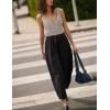 imageYeokou Jumpsuits for Women Casual Summer Sleeveless Romper Cotton Drawstring Elastic Waist Tapered Leg OverallsBlack