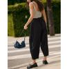 imageYeokou Jumpsuits for Women Casual Summer Sleeveless Romper Cotton Drawstring Elastic Waist Tapered Leg OverallsBlack
