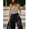 imageYeokou Jumpsuits for Women Casual Summer Sleeveless Romper Cotton Drawstring Elastic Waist Tapered Leg OverallsBlack