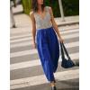 imageYeokou Jumpsuits for Women Casual Summer Sleeveless Romper Cotton Drawstring Elastic Waist Tapered Leg OverallsBlue