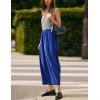 imageYeokou Jumpsuits for Women Casual Summer Sleeveless Romper Cotton Drawstring Elastic Waist Tapered Leg OverallsBlue
