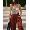 imageYeokou Jumpsuits for Women Casual Summer Sleeveless Romper Cotton Drawstring Elastic Waist Tapered Leg OverallsRust