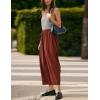 imageYeokou Jumpsuits for Women Casual Summer Sleeveless Romper Cotton Drawstring Elastic Waist Tapered Leg OverallsRust