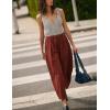 imageYeokou Jumpsuits for Women Casual Summer Sleeveless Romper Cotton Drawstring Elastic Waist Tapered Leg OverallsRust