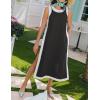 imageYeokou Sleeveless Boho Dress for Women 2025 Matching Shorts Summer Color Block Maxi Beach Dress Sets High Side SlitBlack