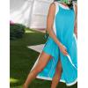 imageYeokou Sleeveless Boho Dress for Women 2025 Matching Shorts Summer Color Block Maxi Beach Dress Sets High Side SlitBlue