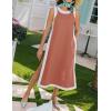 imageYeokou Sleeveless Boho Dress for Women 2025 Matching Shorts Summer Color Block Maxi Beach Dress Sets High Side SlitBrown