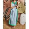 imageYeokou Sleeveless Boho Dress for Women 2025 Matching Shorts Summer Color Block Maxi Beach Dress Sets High Side SlitGreyblue