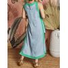 imageYeokou Sleeveless Boho Dress for Women 2025 Matching Shorts Summer Color Block Maxi Beach Dress Sets High Side SlitGreyblue