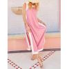 imageYeokou Sleeveless Boho Dress for Women 2025 Matching Shorts Summer Color Block Maxi Beach Dress Sets High Side SlitPink