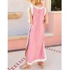 imageYeokou Sleeveless Boho Dress for Women 2025 Matching Shorts Summer Color Block Maxi Beach Dress Sets High Side SlitPink