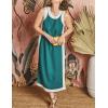 imageYeokou Sleeveless Boho Dress for Women 2025 Matching Shorts Summer Color Block Maxi Beach Dress Sets High Side SlitTeal