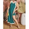 imageYeokou Sleeveless Boho Dress for Women 2025 Matching Shorts Summer Color Block Maxi Beach Dress Sets High Side SlitTeal