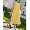 imageYeokou Sleeveless Boho Dress for Women 2025 Matching Shorts Summer Color Block Maxi Beach Dress Sets High Side SlitYellow