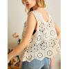 imageYeokou Women Boho Cotton Crochet Sleeveless Vest Floral Pattern Loose Fit Knit Tank Summer Cover Up TopBeige