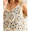 imageYeokou Women Boho Cotton Crochet Sleeveless Vest Floral Pattern Loose Fit Knit Tank Summer Cover Up TopBeige