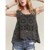 imageYeokou Women Boho Cotton Crochet Sleeveless Vest Floral Pattern Loose Fit Knit Tank Summer Cover Up TopGrey