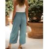 imageYeokou Women Casual Wide Leg Cropped Pants Tiered Ruffle Hem High Waist Vacation Capri Pants with PocketsGreen