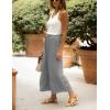 imageYeokou Women Casual Wide Leg Cropped Pants Tiered Ruffle Hem High Waist Vacation Capri Pants with PocketsGrey