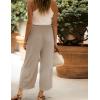 imageYeokou Women Casual Wide Leg Cropped Pants Tiered Ruffle Hem High Waist Vacation Capri Pants with PocketsKhaki