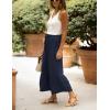 imageYeokou Women Casual Wide Leg Cropped Pants Tiered Ruffle Hem High Waist Vacation Capri Pants with PocketsNavy