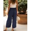 imageYeokou Women Casual Wide Leg Cropped Pants Tiered Ruffle Hem High Waist Vacation Capri Pants with PocketsNavy
