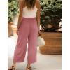 imageYeokou Women Casual Wide Leg Cropped Pants Tiered Ruffle Hem High Waist Vacation Capri Pants with PocketsPink