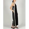 imageYeokou Women Casual Wide Leg Jumpsuit Contrast Side Straps Long Bib Pants Sleeveless Loose Overall with PocketsBlack