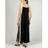 imageYeokou Women Casual Wide Leg Jumpsuit Contrast Side Straps Long Bib Pants Sleeveless Loose Overall with PocketsBlack