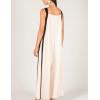 imageYeokou Women Casual Wide Leg Jumpsuit Contrast Side Straps Long Bib Pants Sleeveless Loose Overall with PocketsWhite