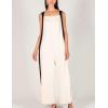 imageYeokou Women Casual Wide Leg Jumpsuit Contrast Side Straps Long Bib Pants Sleeveless Loose Overall with PocketsWhite