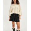 imageYeokou Women Denim Mini Skirt Elastic High Waist ALine Pleated Tiered Ruffle Hem Jean Skirt Casual ShortBlack