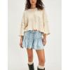 imageYeokou Women Denim Mini Skirt Elastic High Waist ALine Pleated Tiered Ruffle Hem Jean Skirt Casual ShortLightblue