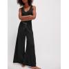 imageYeokou Women Drawstring Waist Elastic Jumpsuits Sleeveless Racerback Top Seam Wide Legs Casual Overalls with PocketsBlack