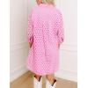 imageYeokou Women Eyelet Lined Summer Mini Dress Button Down 34 Sleeve Lapel Casual Hollow Straight Shirt DressPink