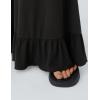 imageYeokou Women Wide Leg Pants Drawstring Elastic High Waist Ruffle Hem Loose Casual Trousers with PocketsBlack