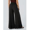 imageYeokou Women Wide Leg Pants Drawstring Elastic High Waist Ruffle Hem Loose Casual Trousers with PocketsBlack