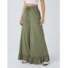 imageYeokou Women Wide Leg Pants Drawstring Elastic High Waist Ruffle Hem Loose Casual Trousers with PocketsGreen