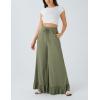 imageYeokou Women Wide Leg Pants Drawstring Elastic High Waist Ruffle Hem Loose Casual Trousers with PocketsGreen