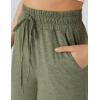 imageYeokou Women Wide Leg Pants Drawstring Elastic High Waist Ruffle Hem Loose Casual Trousers with PocketsGreen