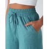 imageYeokou Women Wide Leg Pants Drawstring Elastic High Waist Ruffle Hem Loose Casual Trousers with PocketsTeal