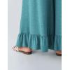 imageYeokou Women Wide Leg Pants Drawstring Elastic High Waist Ruffle Hem Loose Casual Trousers with PocketsTeal