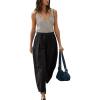 imageYeokou Jumpsuits for Women Casual Summer Sleeveless Romper Cotton Drawstring Elastic Waist Tapered Leg OverallsBlack