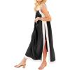 imageYeokou Sleeveless Boho Dress for Women 2025 Matching Shorts Summer Color Block Maxi Beach Dress Sets High Side SlitBlack