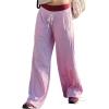 imageYeokou Women Mesh Sports Pants Drawstring Elastic Waist Wide Leg Loose Trousers Breathable Activewear with PocketsBlush