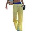 imageYeokou Women Mesh Sports Pants Drawstring Elastic Waist Wide Leg Loose Trousers Breathable Activewear with PocketsLimegreen
