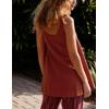 imageYeokou Women Mini Dress Sleeveless ALine Adjustable Button Straps Scoop Neck Cropped Loose Slip Dress with PocketsRust