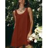 imageYeokou Women Mini Dress Sleeveless ALine Adjustable Button Straps Scoop Neck Cropped Loose Slip Dress with PocketsRust